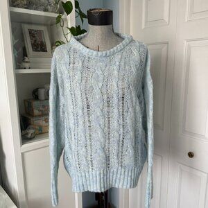 WEGO (Japanese Brand) Light Blue Cable Knit Sweater – Free Size, New